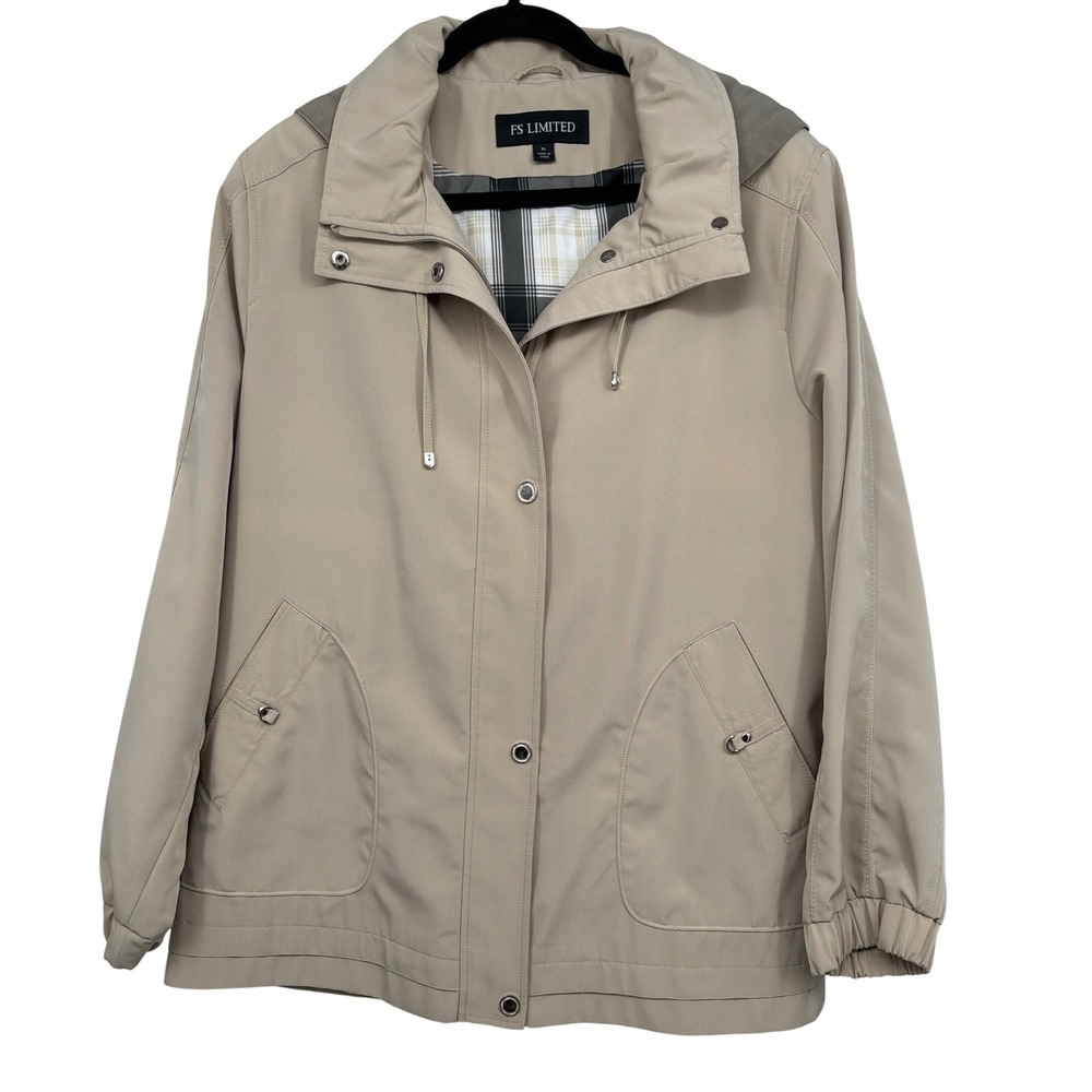 FS Limited XL Beige Hooded Utility Jacket Lightweight Neutral Coastal